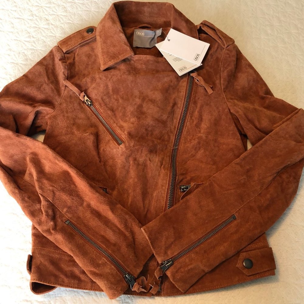 ASOS Leather Jacket in Rich Brown